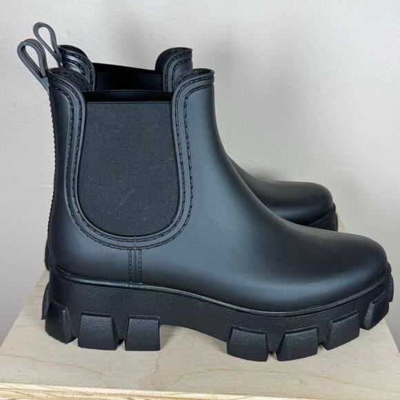 Jeffrey Campbell  Chelsea Rain boot Black Women's 10 Chucky Lug Sole Punk Goth - Picture 1 of 8